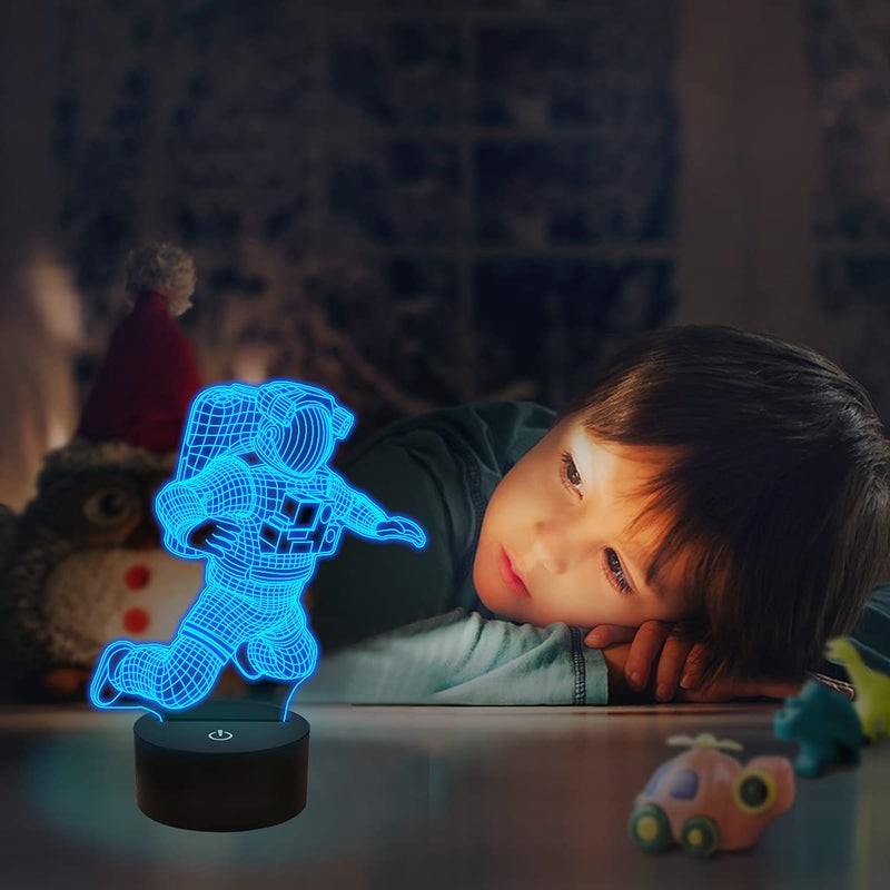FULLOSUN Spaceman 3D Night Light, Astronaut Rocket Optical Illusion Lamp Birthday Gift Idea for Outer Space Fan Xmas, Living Room Decor Night Light with 7 Colors Changing - Image 3